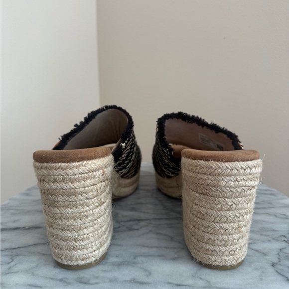 TOMS Junie Mule Sandals Women’s Size 9 Black Woven Geo Espadrille Block Heel - Picture 4 of 8